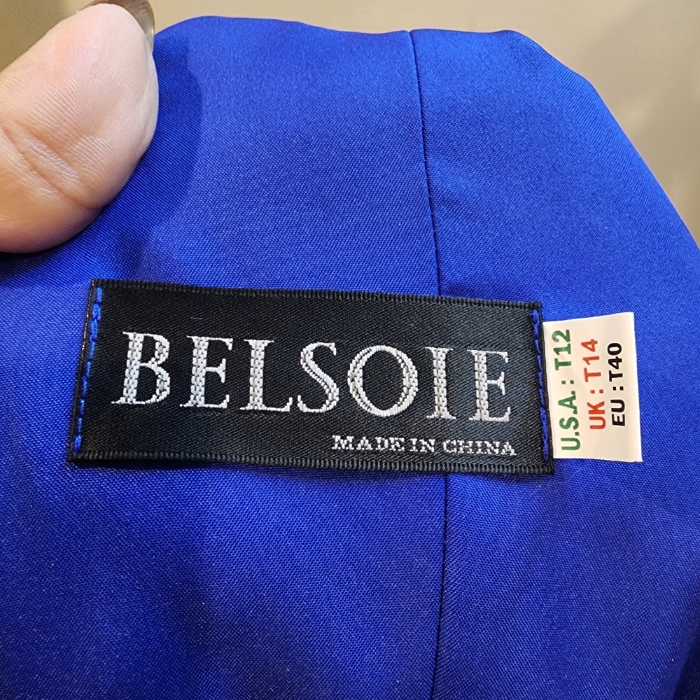 BELSOIE Stunning Royal Blue V-Neck Evening Midi  Dress 12 - Picture 2 of 10
